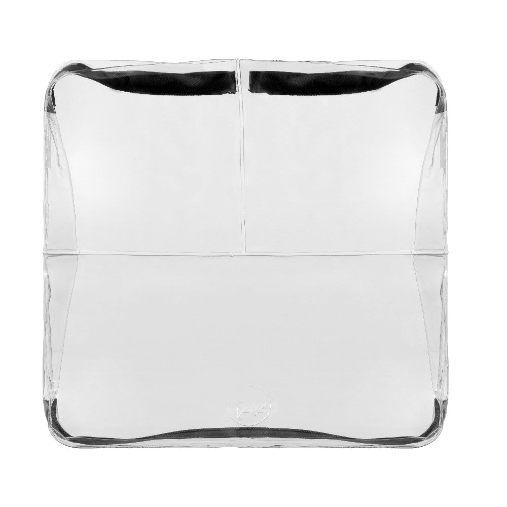 Empty DivideNPac food-grade TPU organizer bag front view showing transparent 3-compartment design and durable construction