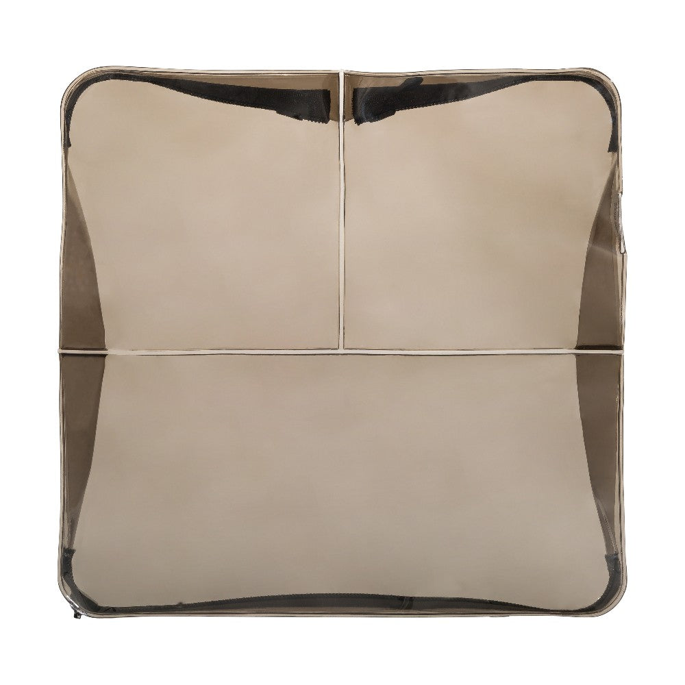 Empty DivideNPac mink gray TPU organizer back view showing three compartments and translucent semi-opaque design